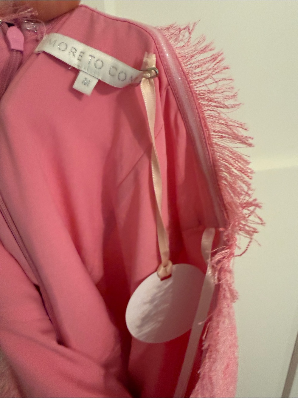NWT! More To Come Women’s MEDIUM Houda Pink Strapless Mini Dress tweed Revolve - Picture 6 of 8
